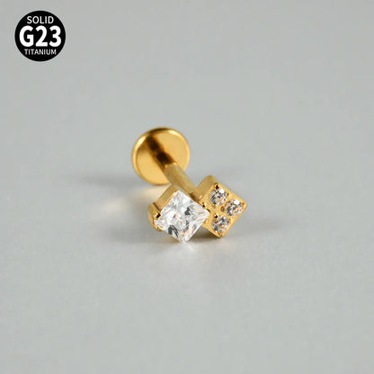 1 Piece Lip Rings Casual Vacation Simple Style Sword Crown Pure Titanium Inlay Zircon 18K Gold Plated Lip Rings