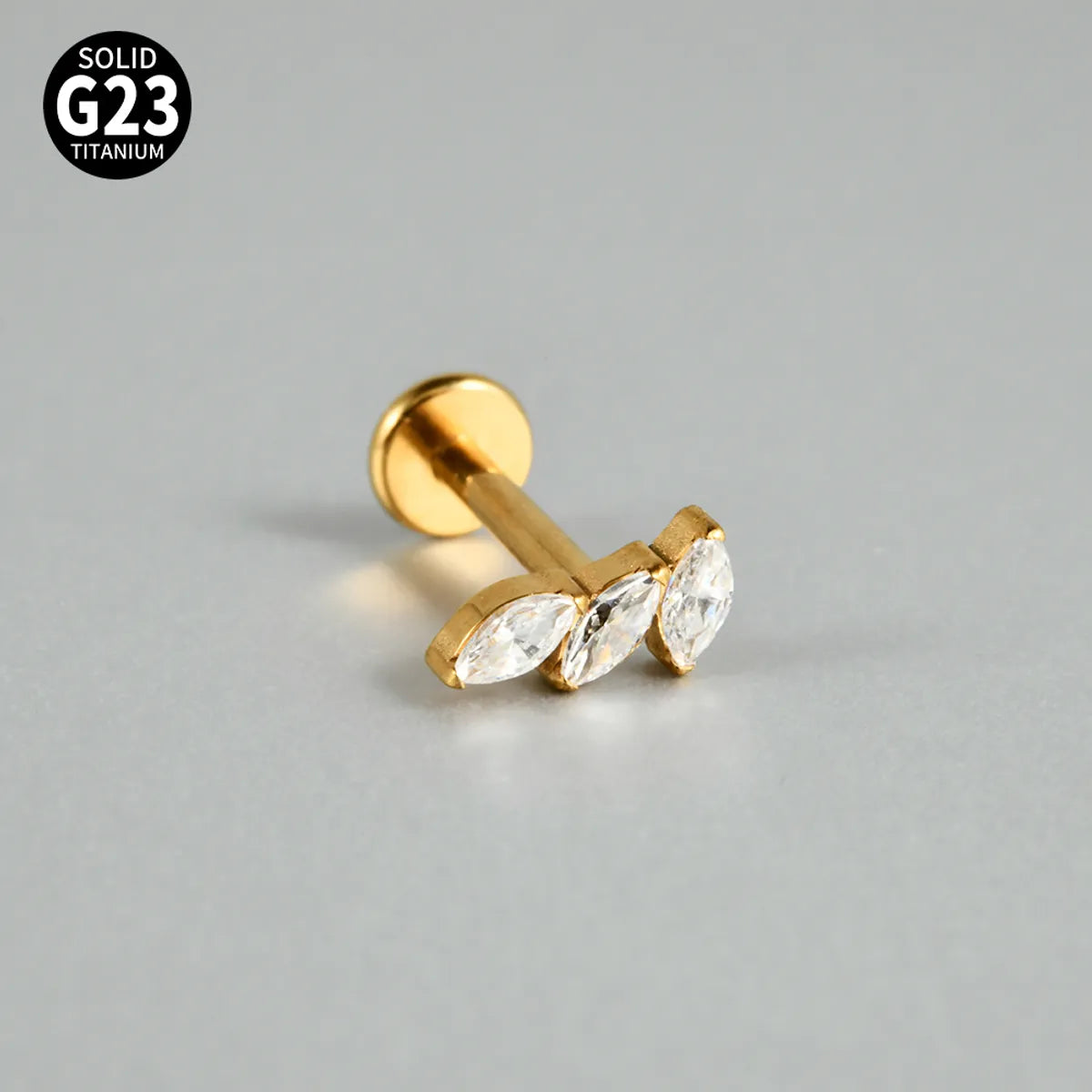 1 Piece Lip Rings Casual Vacation Simple Style Sword Crown Pure Titanium Inlay Zircon 18K Gold Plated Lip Rings