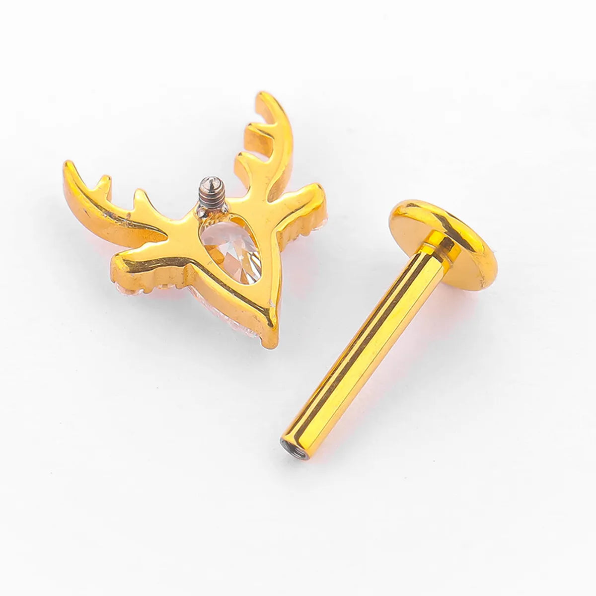 1 Piece Lip Rings Classic Style Deer Titanium Alloy Hollow Out Zircon Gold Plated Lip Rings Ear Cartilage Rings & Studs