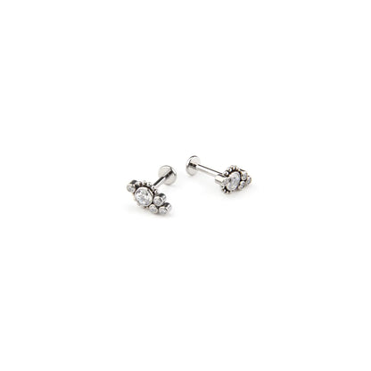 1 Piece Lip Rings Classic Style Irregular Solid Color Pure Titanium Plating Inlay Zircon Lip Stud Ear Studs