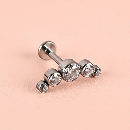 1 Piece Lip Rings Classic Style Shiny Geometric Pure Titanium Polishing Inlay Carving Zircon Lip Rings