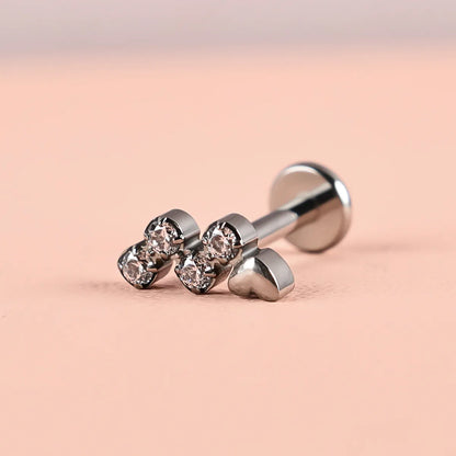 1 Piece Lip Rings Classic Style Shiny Geometric Pure Titanium Polishing Inlay Carving Zircon Lip Rings