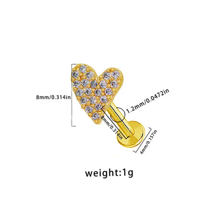 1 Piece Lip Rings Cute Wedding Pastoral Heart Shape Rose Bow Knot 316 Stainless Steel  Copper Plating Inlay Acrylic Rhinestones Zircon White Gold Plated Gold Plated Lip Rings