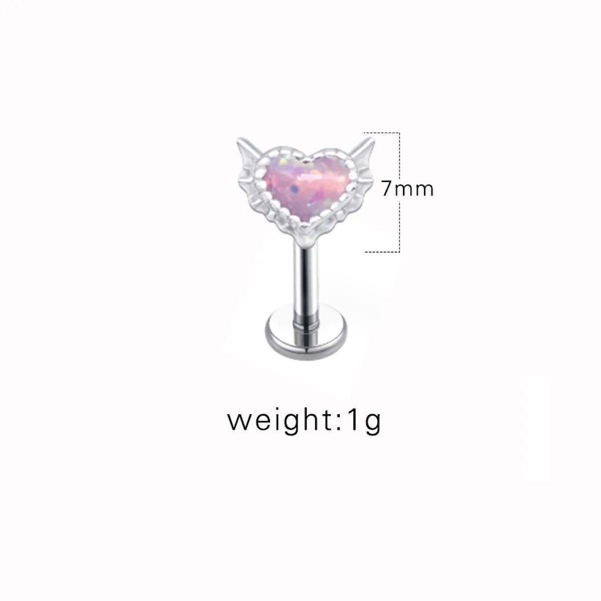 1 Piece Lip Rings Sexy Sweet Heart Shape Stainless Steel Plating Inlay Opal Lip Stud