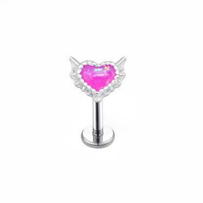 1 Piece Lip Rings Sexy Sweet Heart Shape Stainless Steel Plating Inlay Opal Lip Stud