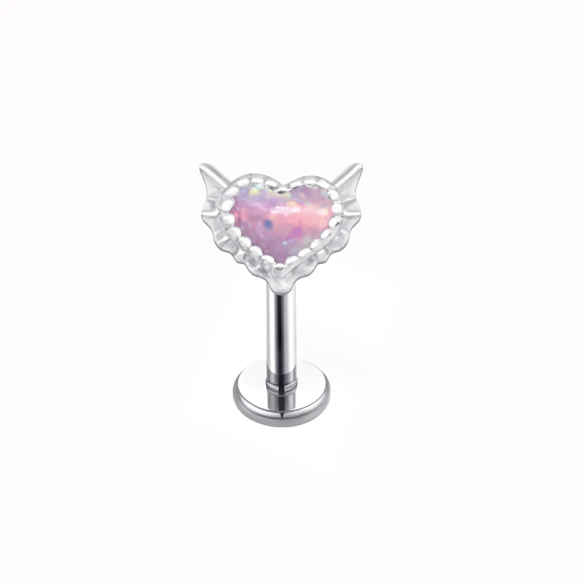 1 Piece Lip Rings Sexy Sweet Heart Shape Stainless Steel Plating Inlay Opal Lip Stud