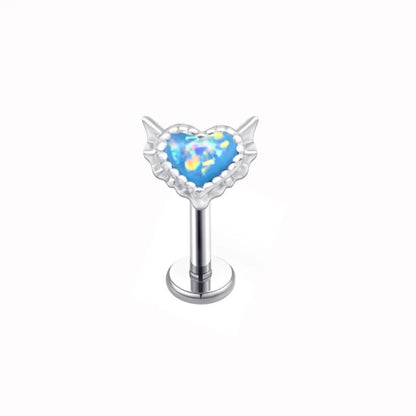 1 Piece Lip Rings Sexy Sweet Heart Shape Stainless Steel Plating Inlay Opal Lip Stud