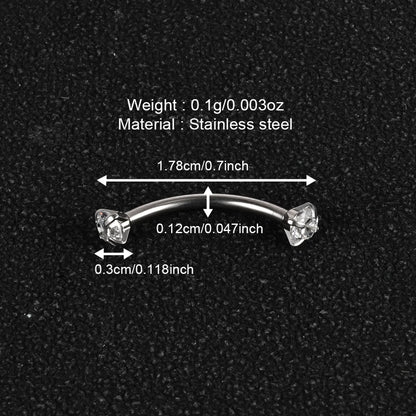 1 Piece Lip Rings Simple Style Classic Style Geometric 303 Stainless Steel Polishing Inlay Zircon Eyebrow Studs