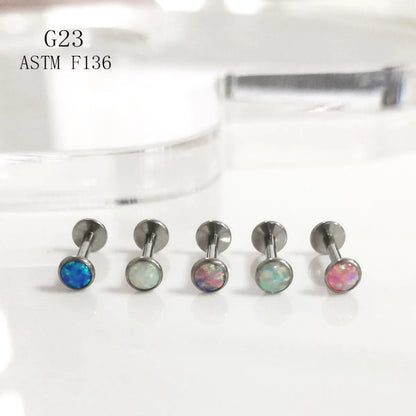 1 Piece Lip Rings Simple Style Classic Style Solid Color Titanium Inlay Opal Lip Rings