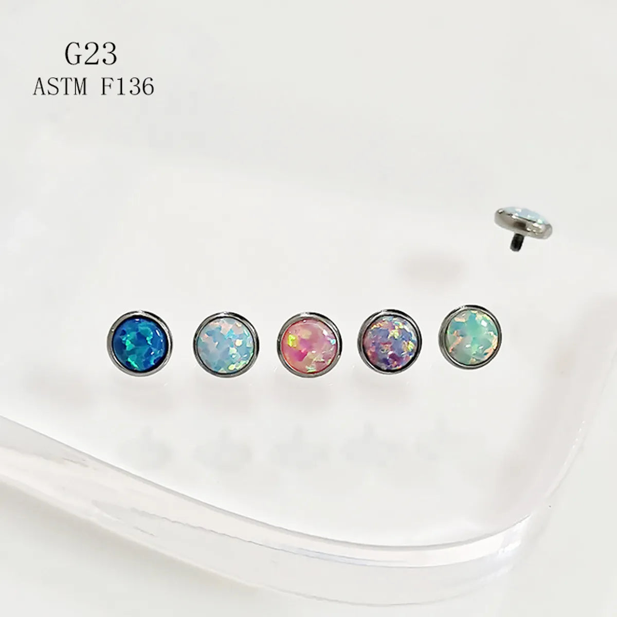 1 Piece Lip Rings Simple Style Classic Style Solid Color Titanium Inlay Opal Lip Rings