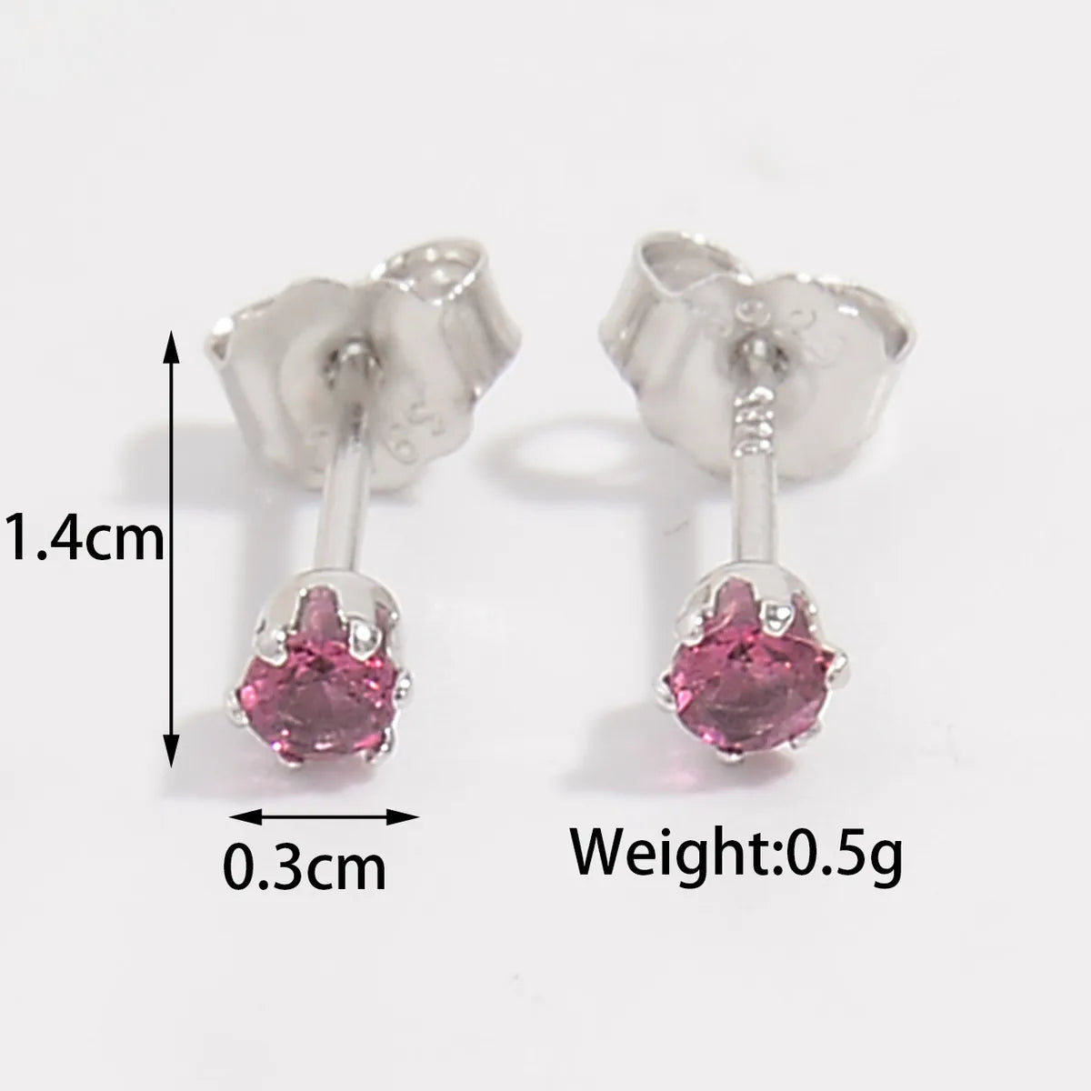 1 Piece Luxurious Romantic Solid Color Plating Inlay Sterling Silver Zircon White Gold Plated Ear Studs