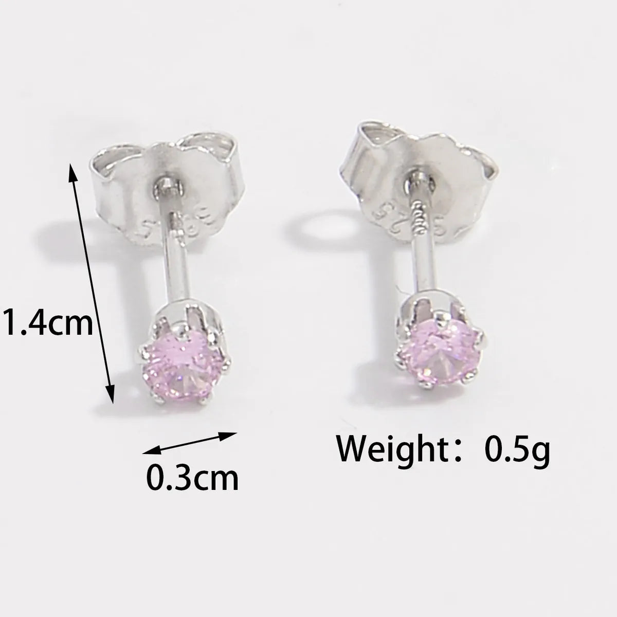 1 Piece Luxurious Romantic Solid Color Plating Inlay Sterling Silver Zircon White Gold Plated Ear Studs