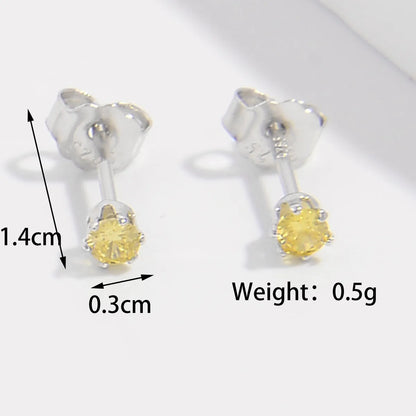 1 Piece Luxurious Romantic Solid Color Plating Inlay Sterling Silver Zircon White Gold Plated Ear Studs