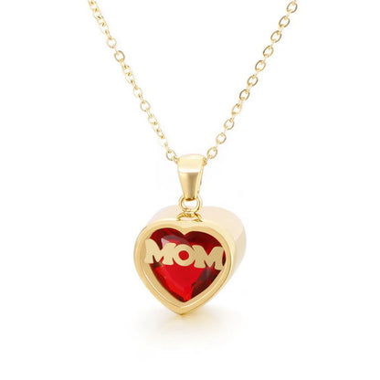 1 Piece Mama Simple Style Heart Shape Titanium Steel Inlay Birthstone Zircon Pendant Necklace