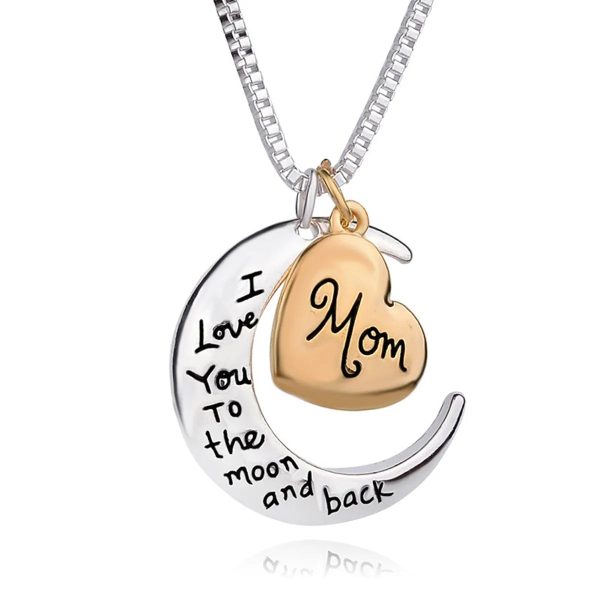 1 Piece Mama Simple Style Letter Moon Heart Shape Alloy Copper Plating Inlay Artificial Rhinestones Artificial Diamond Rose Gold Plated Gold Plated Silver Plated Pendant Necklace