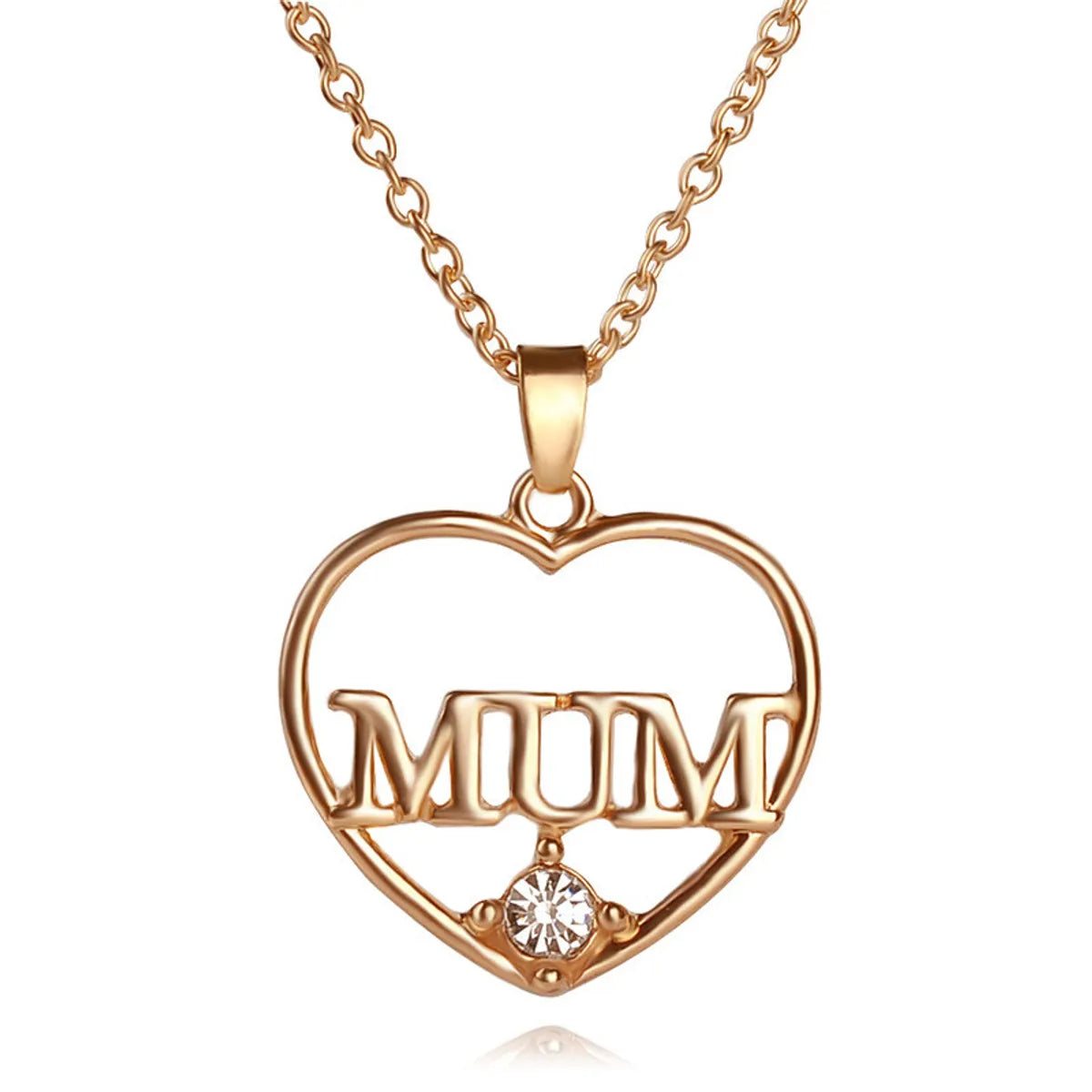 1 Piece Mama Simple Style Letter Moon Heart Shape Alloy Copper Plating Inlay Artificial Rhinestones Artificial Diamond Rose Gold Plated Gold Plated Silver Plated Pendant Necklace