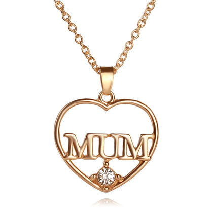 1 Piece Mama Simple Style Letter Moon Heart Shape Alloy Copper Plating Inlay Artificial Rhinestones Artificial Diamond Rose Gold Plated Gold Plated Silver Plated Pendant Necklace