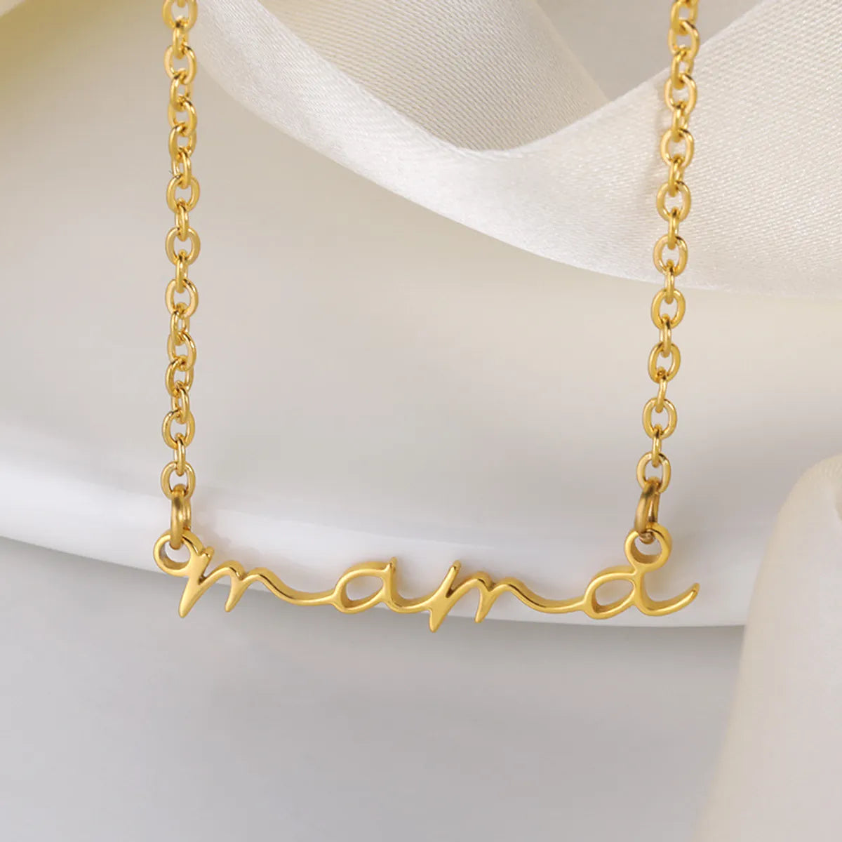 1 Piece Mama Simple Style Letter Stainless Steel Plating Hollow Out Necklace