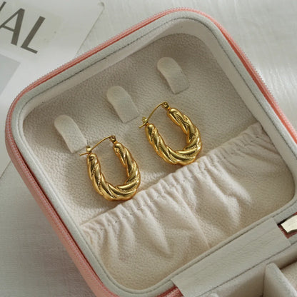 1 Piece Marine Style Simple Style Conch Spiral Stripe Side Stripe 304 Stainless Steel 18K Gold Plated Earrings