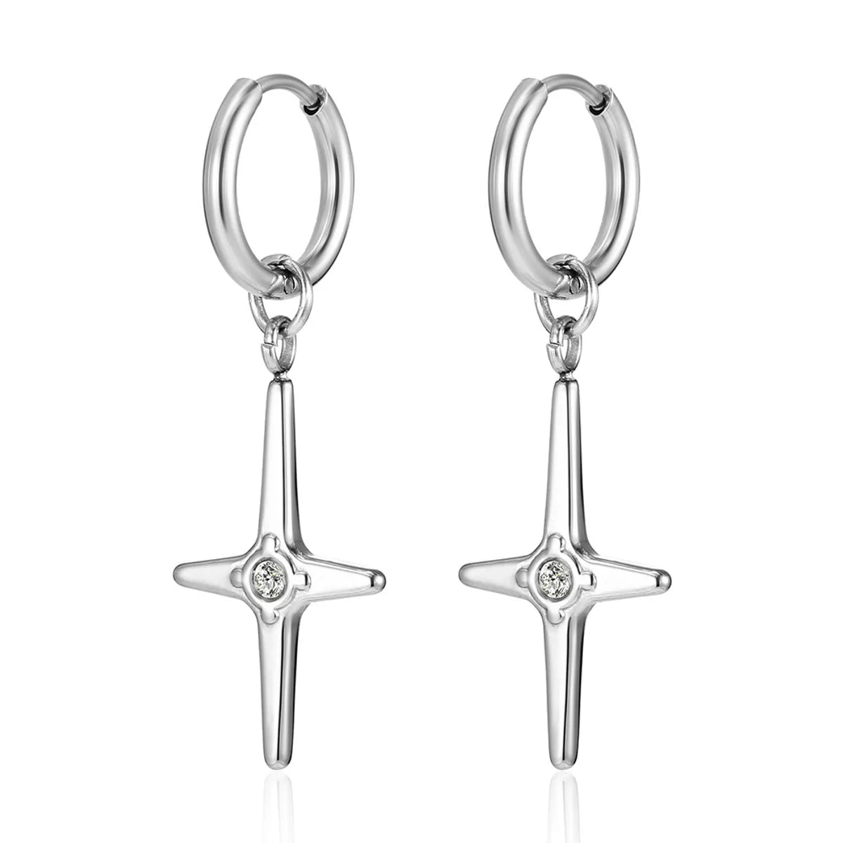 1 Piece Modern Style Classic Style Cross Titanium Steel Drop Earrings