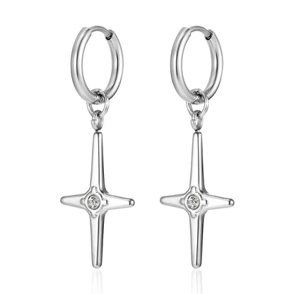 1 Piece Modern Style Classic Style Cross Titanium Steel Drop Earrings