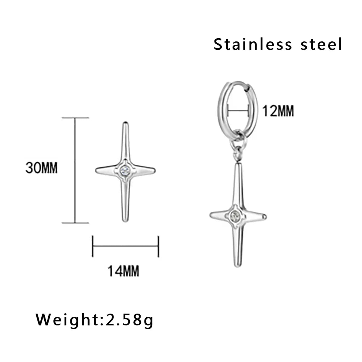 1 Piece Modern Style Classic Style Cross Titanium Steel Drop Earrings