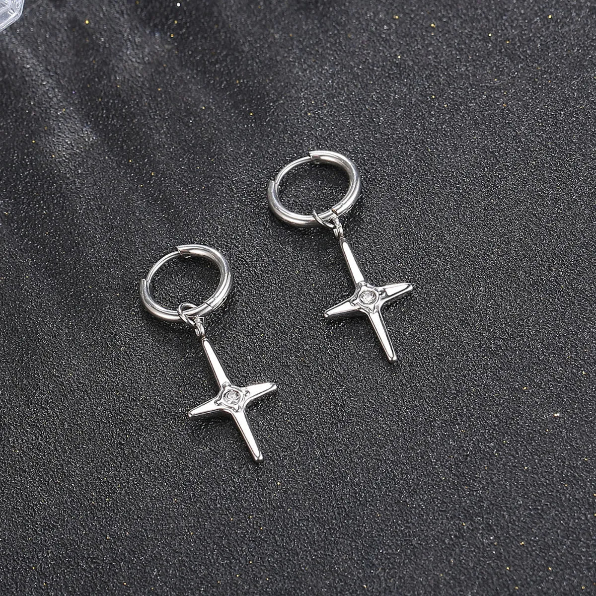 1 Piece Modern Style Classic Style Cross Titanium Steel Drop Earrings