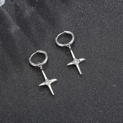 1 Piece Modern Style Classic Style Cross Titanium Steel Drop Earrings