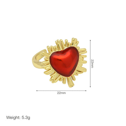 1 Piece Modern Style Classic Style Heart Shape Inlay Copper Shell Zircon Open Rings