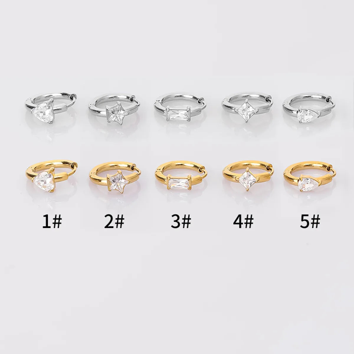 1 Piece Modern Style Simple Style Classic Style Solid Color Inlay 316L Stainless Steel  Zircon 14K Gold Plated Hoop Earrings