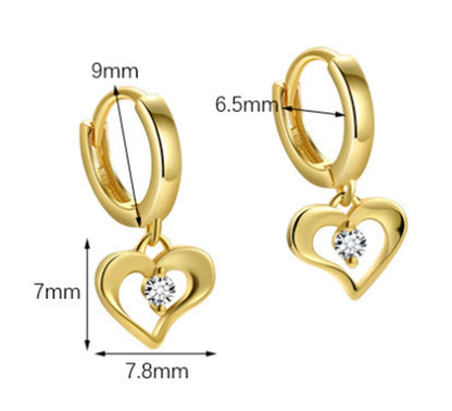 1 Piece Modern Style Simple Style Classic Style Water Droplets Heart Shape Inlay Sterling Silver Zircon Drop Earrings