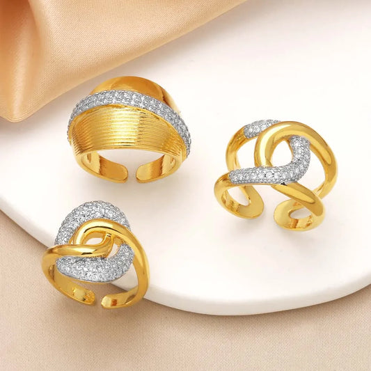 1 Piece Modern Style Simple Style Cross Geometric Inlay Copper Zircon 18K Gold Plated Open Rings