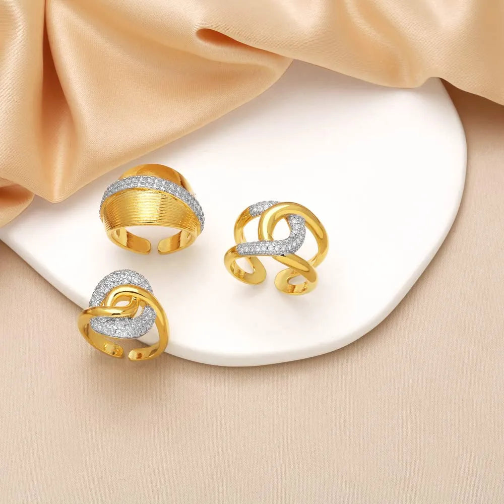 1 Piece Modern Style Simple Style Cross Geometric Inlay Copper Zircon 18K Gold Plated Open Rings