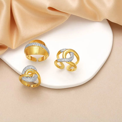 1 Piece Modern Style Simple Style Cross Geometric Inlay Copper Zircon 18K Gold Plated Open Rings