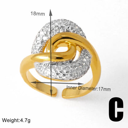 1 Piece Modern Style Simple Style Cross Geometric Inlay Copper Zircon 18K Gold Plated Open Rings