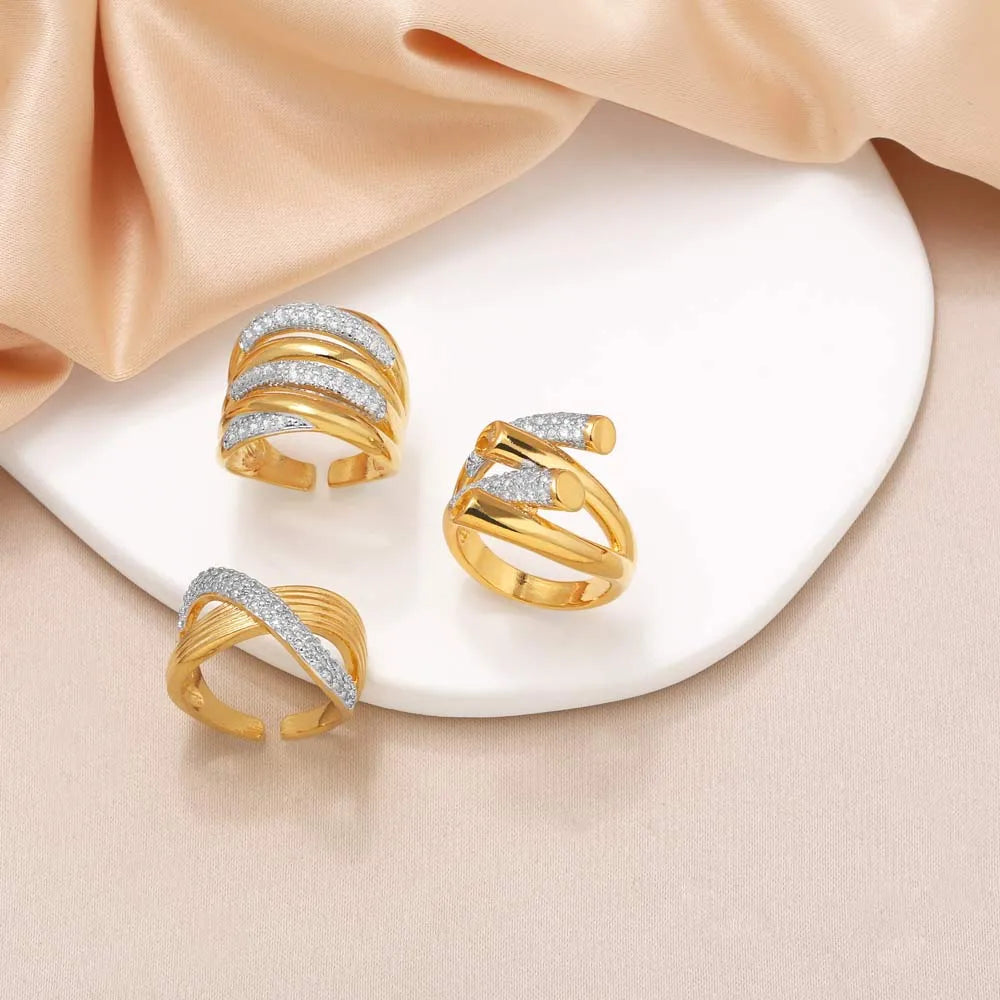 1 Piece Modern Style Simple Style Cross Inlay Copper Zircon 18K Gold Plated Open Rings