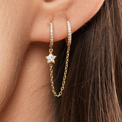 1 Piece Modern Style Star Copper Inlay Artificial Gemstones Earrings