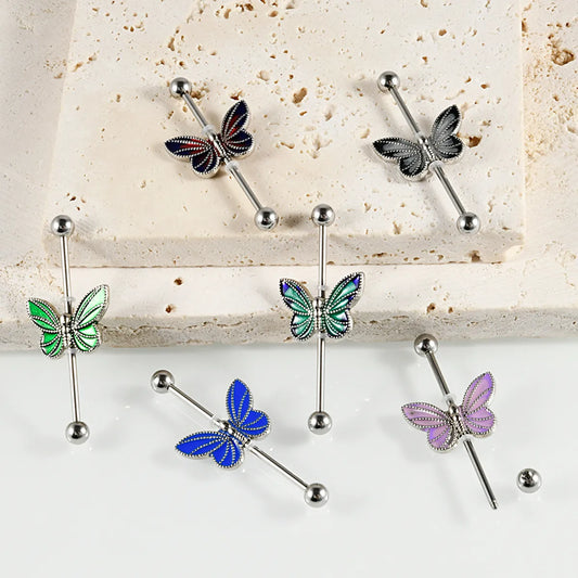 1 Piece Modern Style Sweet Simple Style Animal Butterfly Enamel 304 Stainless Steel Copper Ear Studs Cartilage Earrings