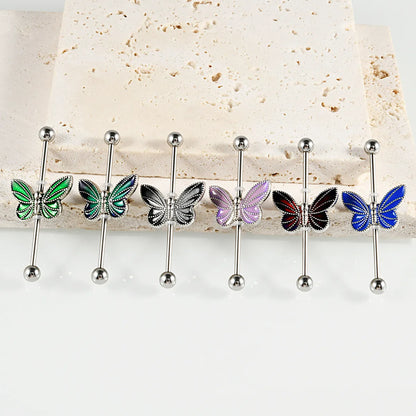 1 Piece Modern Style Sweet Simple Style Animal Butterfly Enamel 304 Stainless Steel Copper Ear Studs Cartilage Earrings