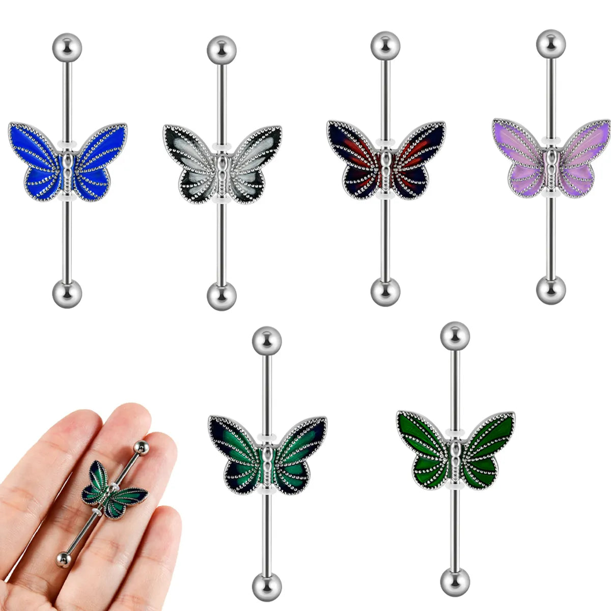 1 Piece Modern Style Sweet Simple Style Animal Butterfly Enamel 304 Stainless Steel Copper Ear Studs Cartilage Earrings