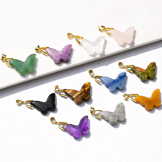 1 Piece Natural Crystal Butterfly Pendant