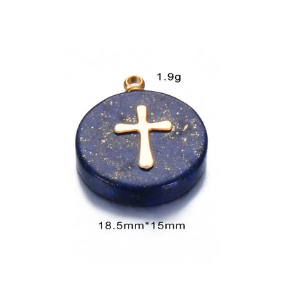 1 Piece Natural Stone Color Block Pendant