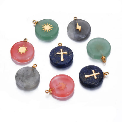 1 Piece Natural Stone Color Block Pendant