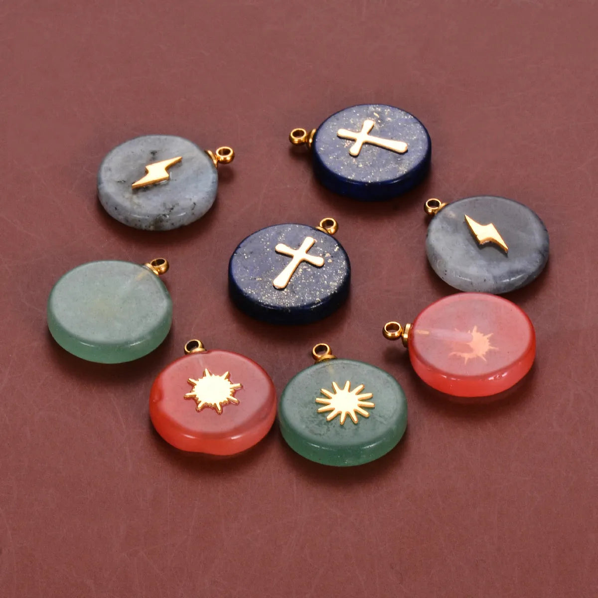 1 Piece Natural Stone Color Block Pendant