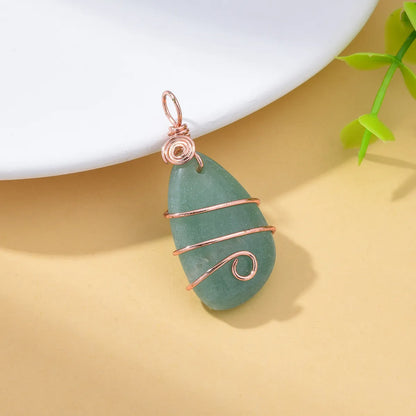 1 Piece Natural Stone Copper Agate Opal Color Block Pendant