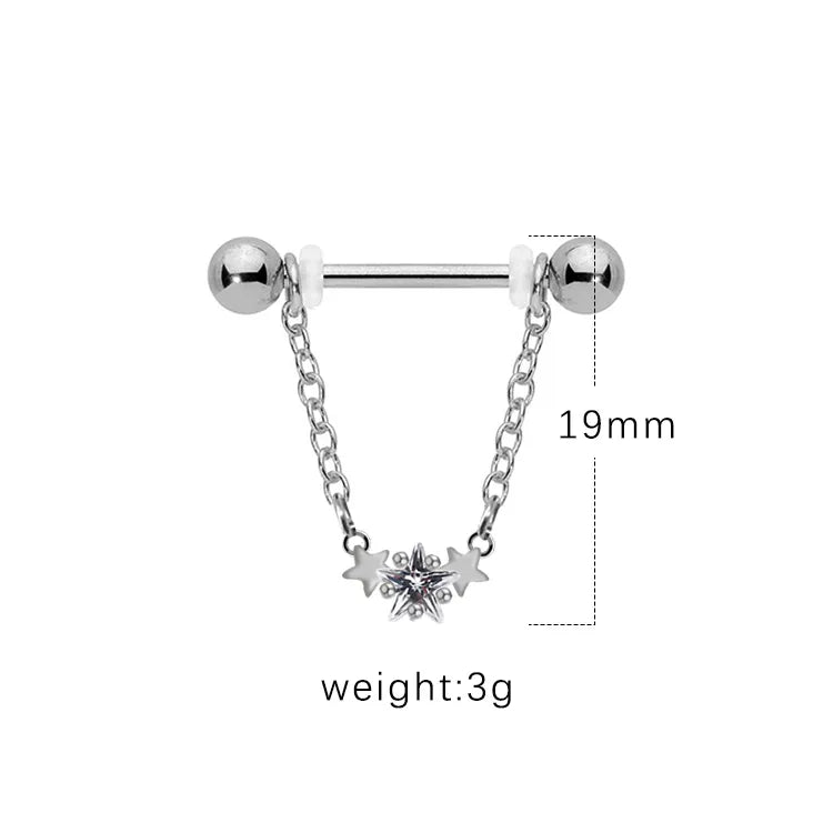 1 Piece Nipple Rings & Studs IG Style Shiny Heart Shape Flower 316 Stainless Steel  Alloy Titanium Steel Epoxy Chain Inlay Resin Rhinestones Glass White Gold Plated Gold Plated