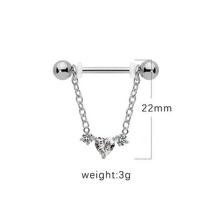 1 Piece Nipple Rings & Studs IG Style Shiny Heart Shape Flower 316 Stainless Steel  Alloy Titanium Steel Epoxy Chain Inlay Resin Rhinestones Glass White Gold Plated Gold Plated