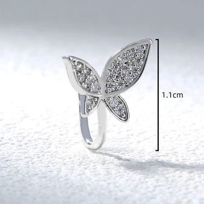 1 Piece Nose Rings & Studs Basic Simple Style Moon Heart Shape Butterfly Copper Inlay Zircon Nose Ring Nose Rings & Studs