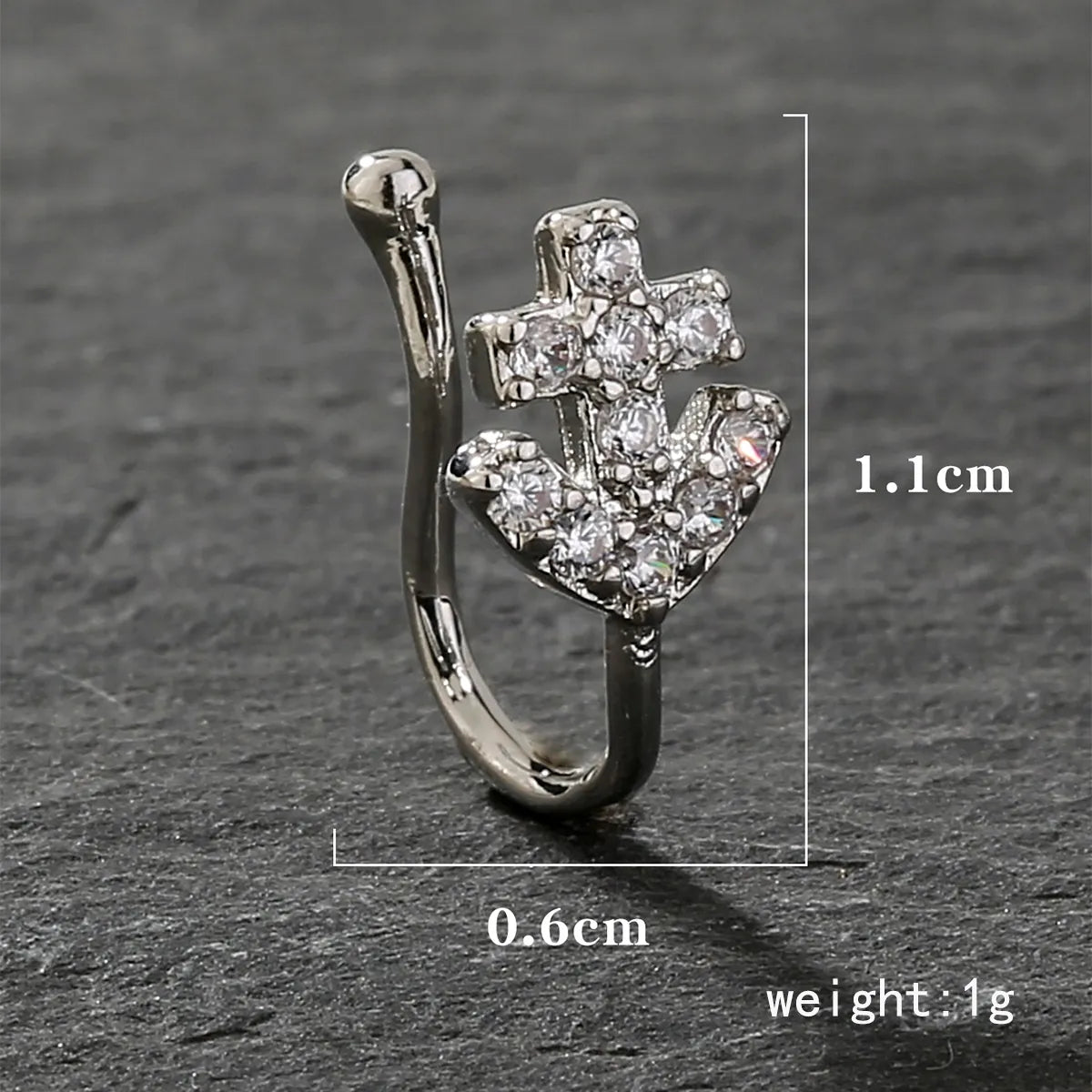 1 Piece Nose Rings & Studs Basic Simple Style Moon Heart Shape Butterfly Copper Inlay Zircon Nose Ring Nose Rings & Studs