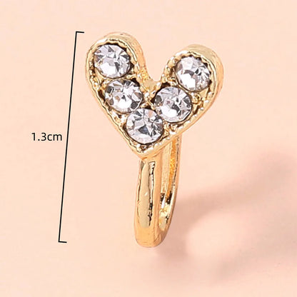 1 Piece Nose Rings & Studs Basic Simple Style Moon Heart Shape Butterfly Copper Inlay Zircon Nose Ring Nose Rings & Studs